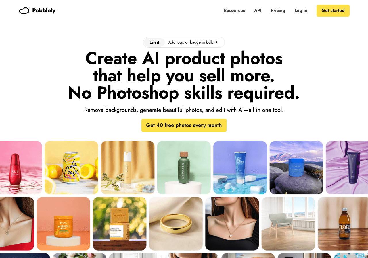 Pebblely Image Generation showing Image Generation - Create beautiful product photos in seconds with AI