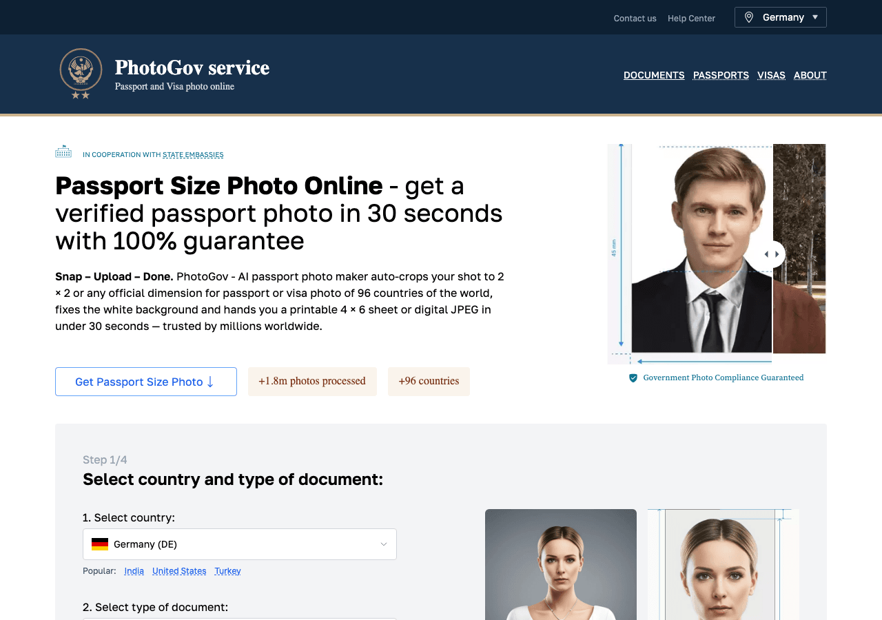 PhotoGov Image Generation showing Image Generation - Your AI passport photo maker for every country, every requirement—in sec