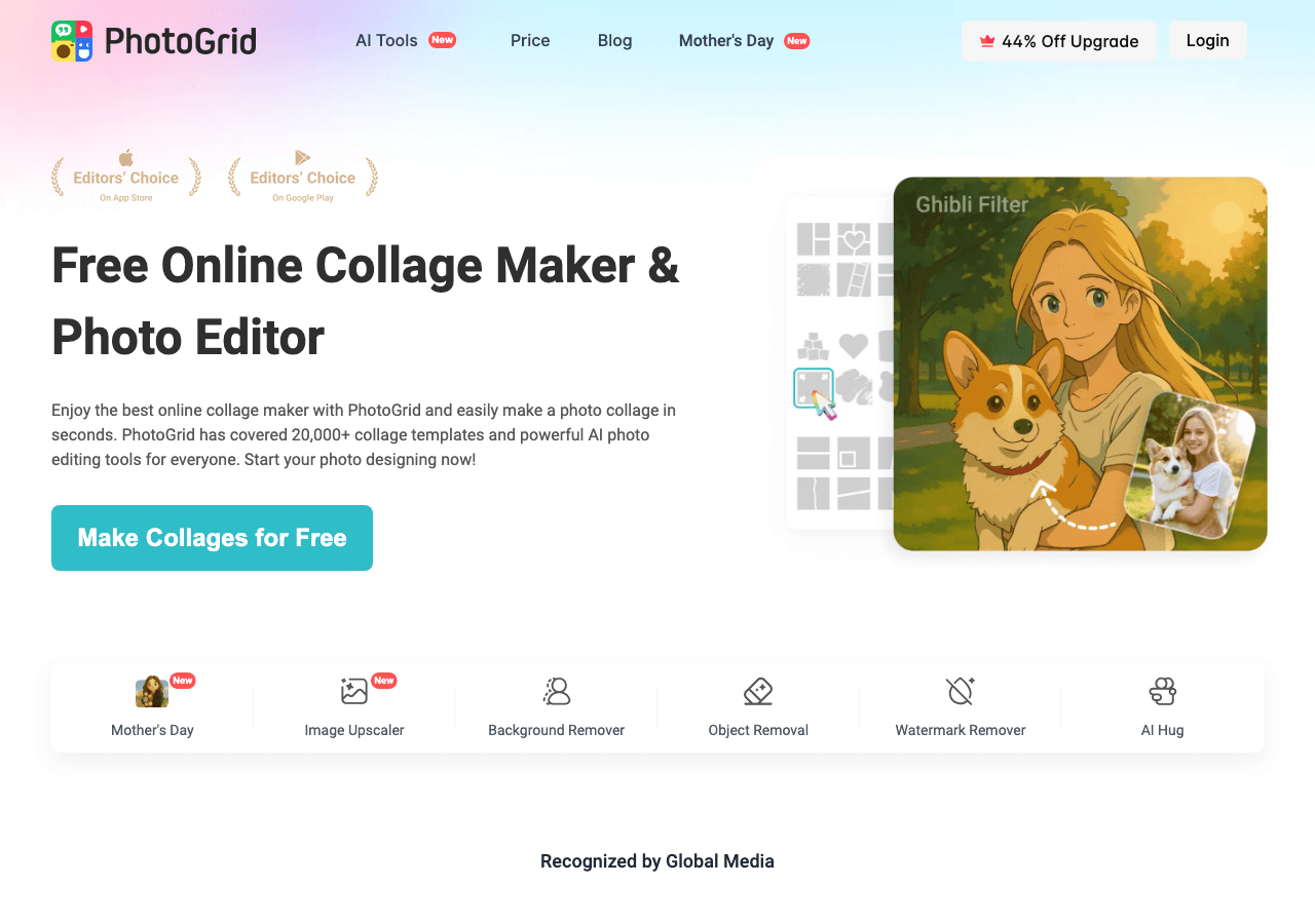 PhotoGrid Design showing Design - Create Stunning Photo & Video Collages Effortlessly