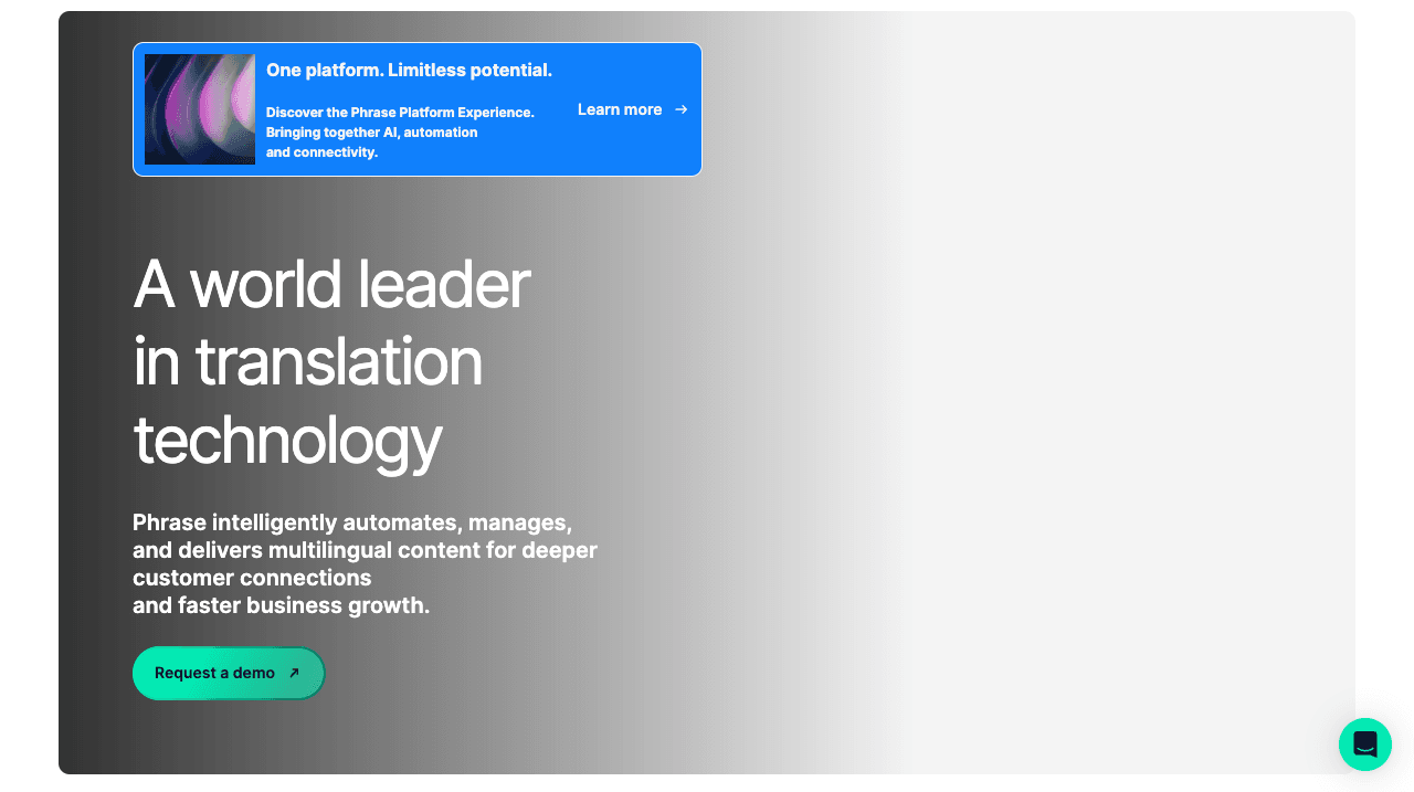 Phrase Localization Platform Writing & Translation showing Writing & Translation - Localize your content effortlessly.
