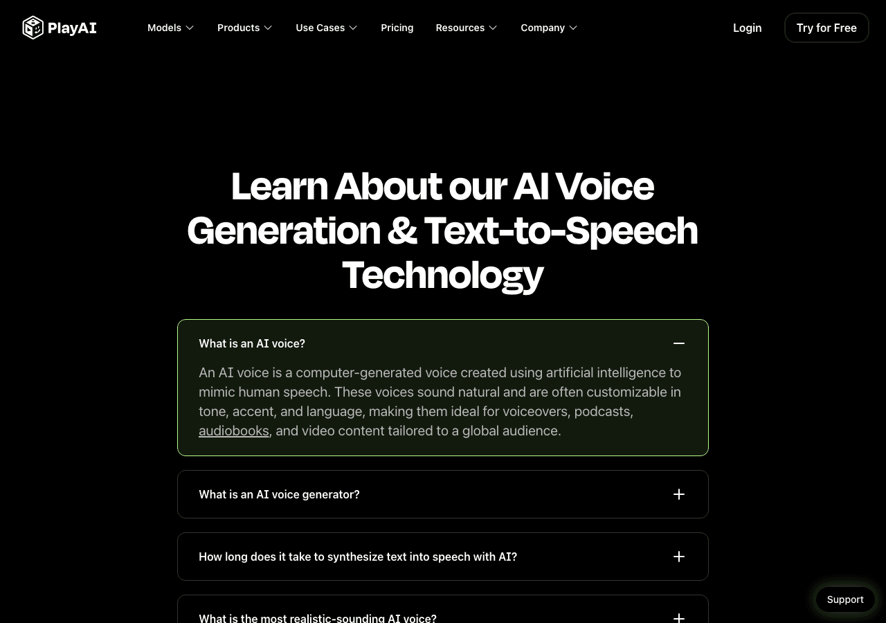 PlayAI Audio Generation showing Audio Generation - Transform text into lifelike voice—create, clone, and collaborate with AI