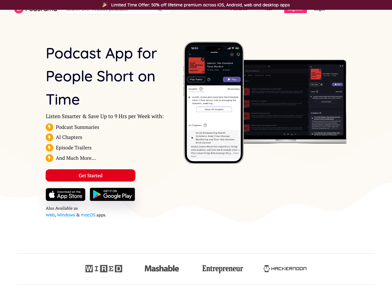 Podurama Audio Editing showing Audio Editing - Simplify your audio content