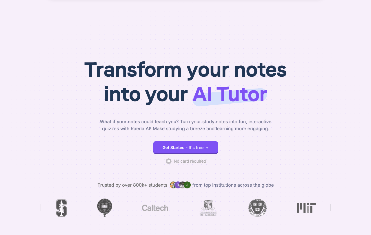 Raena AI Productivity & Collaboration showing Productivity & Collaboration - The ultimate AI study app for faster, smarter le