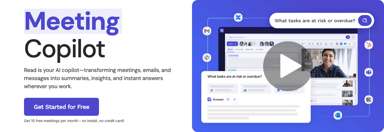 Read AI Productivity & Collaboration showing Productivity & Collaboration - AI copilot for meetings, notes, and insights
