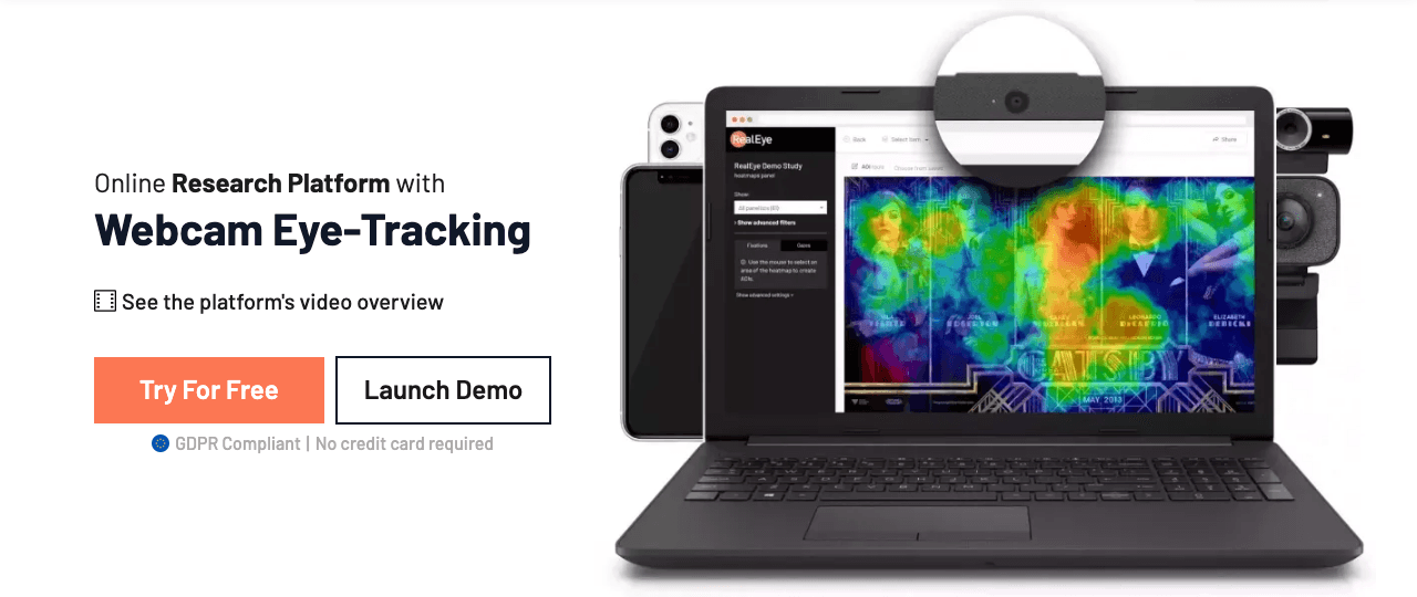 RealEye.io Data Analytics showing Data Analytics - See through your users' eyes