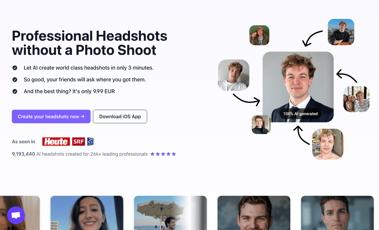 Real Fake Photos Image Generation showing Image Generation - Turn your selfies into professional headshots in just hours.