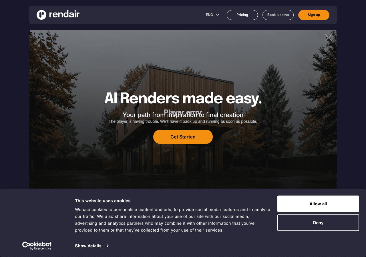 Rendair Image Generation showing Image Generation - Your AI rendering assistant. Built for architects.