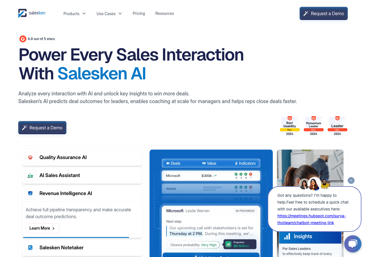 Salesken.ai Conversational AI showing Conversational AI - Empower Your Sales with AI