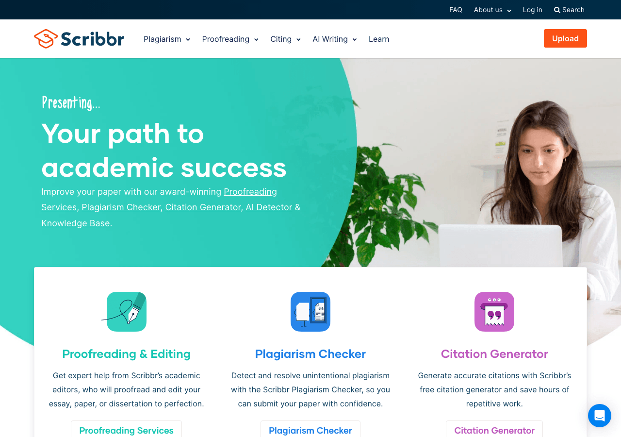 Scribbr Writing & Translation showing Writing & Translation - We help you succeed