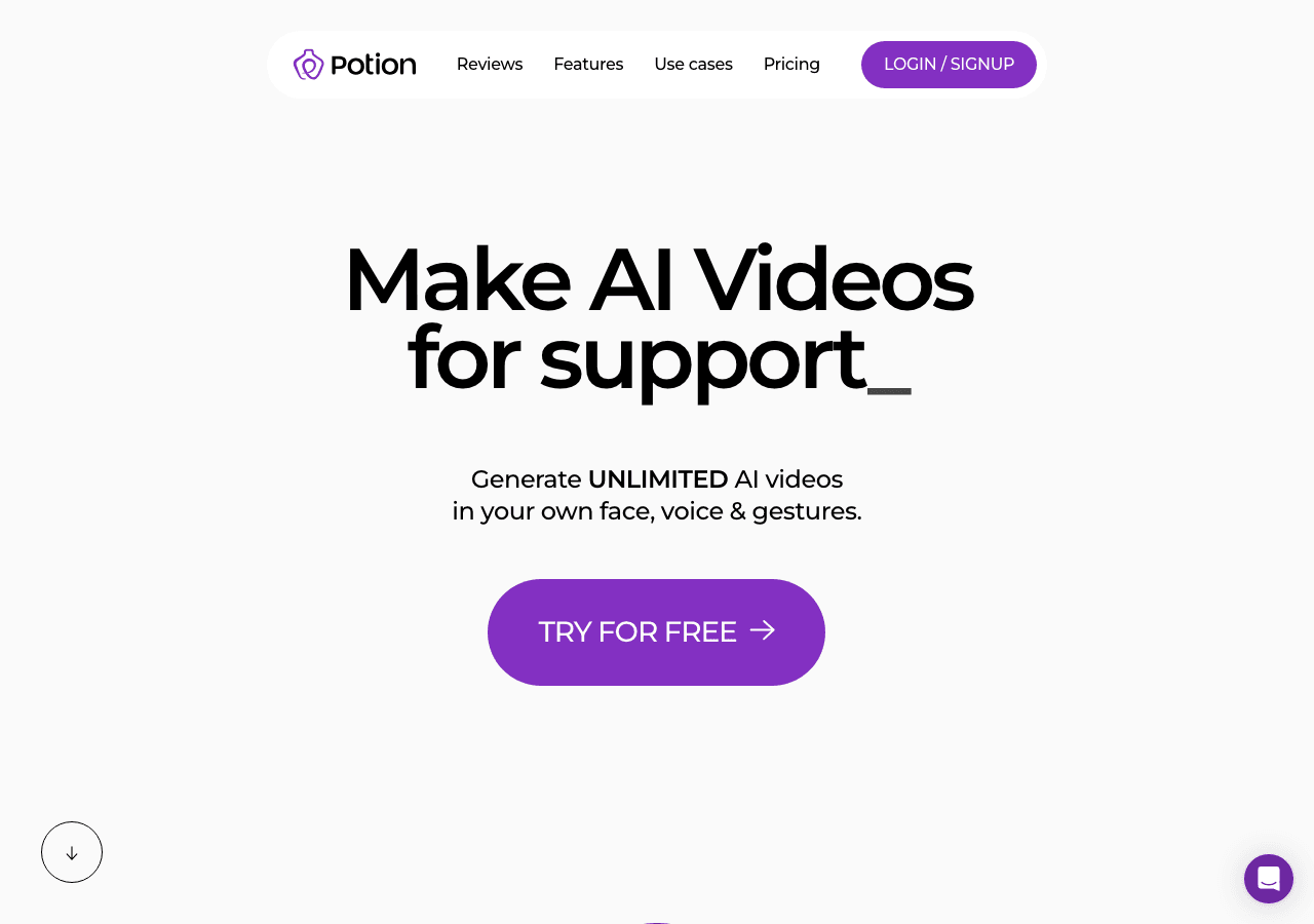 Potion Video Generation showing Video Generation - Hyper-realistic AI videos in your own face, voice, and gestures
