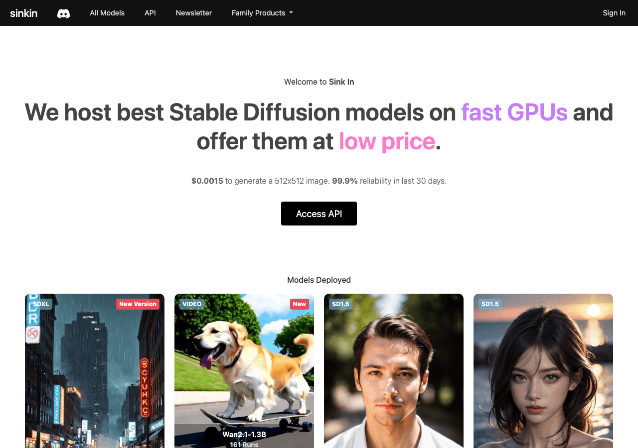 Sink In Image Generation showing Image Generation - Fast, reliable Stable Diffusion API