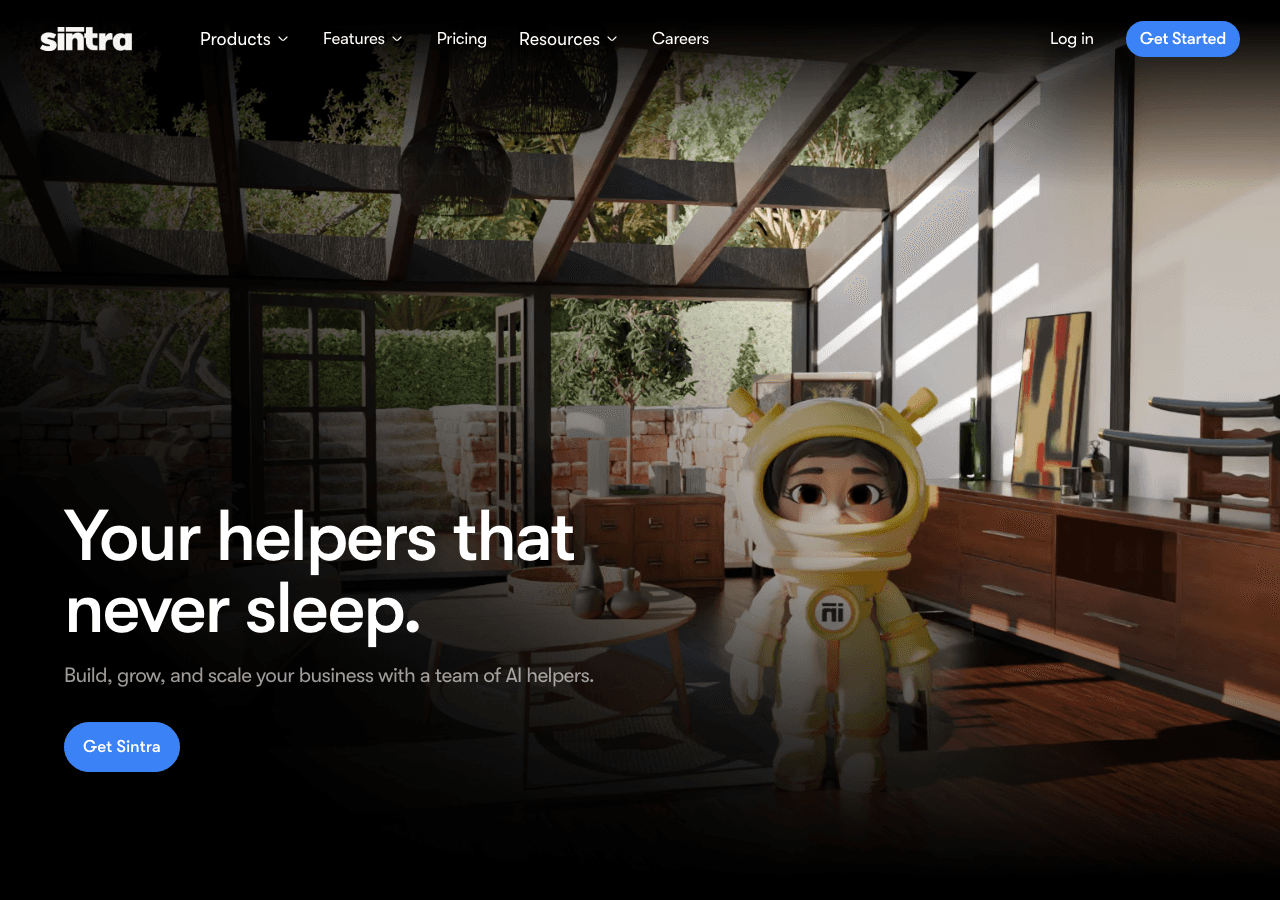 Sintra Conversational AI showing AI business assistants - Your AI-powered virtual employees