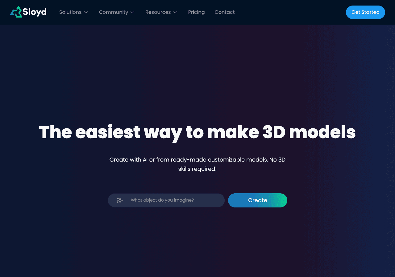 Sloyd 3D Generation showing 3d model generation - Create and customize 3D models with AI