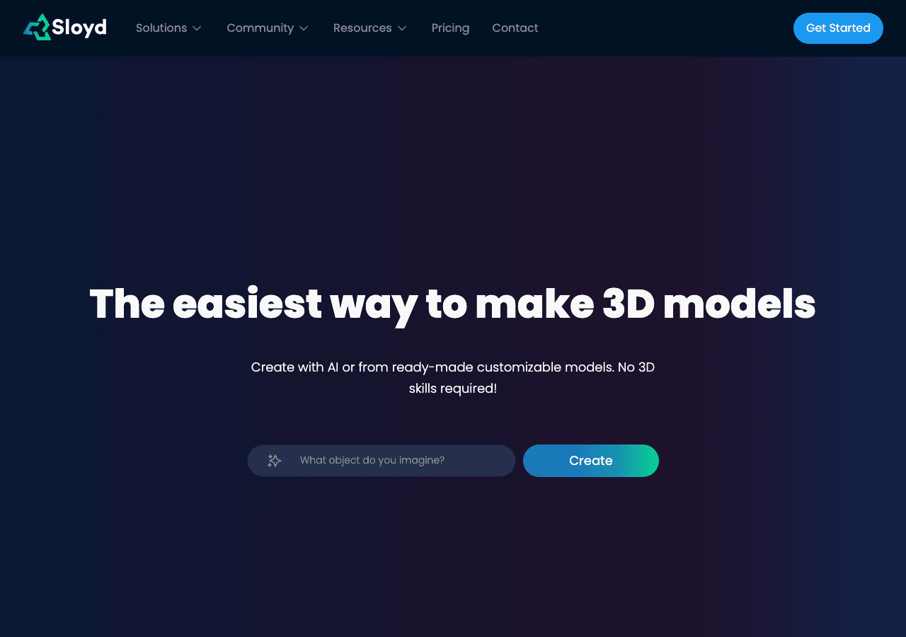 Sloyd 3D Generation showing 3D Generation - Create and customize 3D models with AI