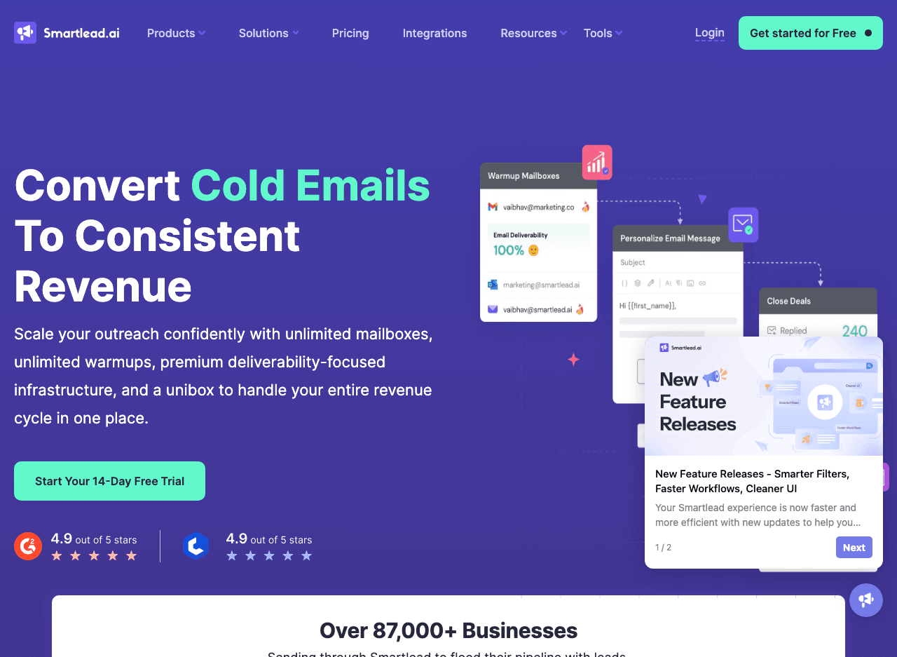 Smartlead Conversational AI showing Conversational AI - Unlock the power of AI for your lead generation