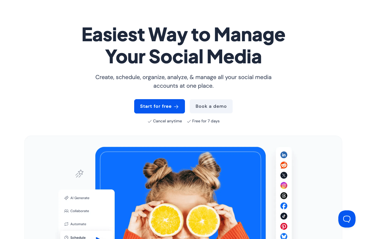 SocialBu Marketing Automation showing Marketing Automation - Social Media Management Tool for Multiple Accounts