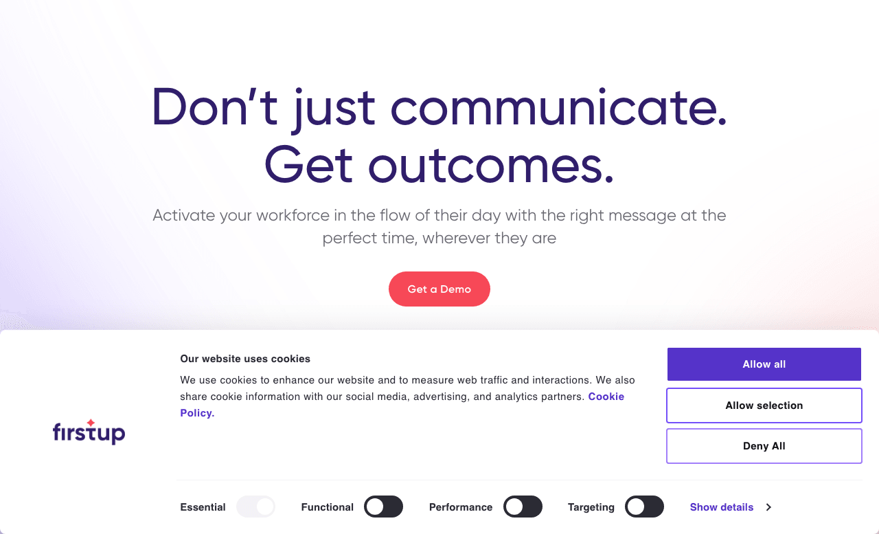 Firstup Productivity & Collaboration showing Productivity & Collaboration - Empower your employees to be brand advocates
