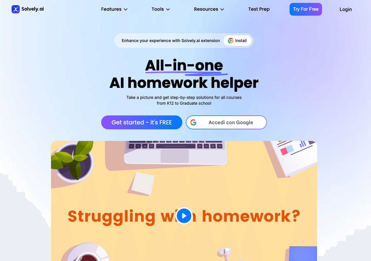 Solvely Conversational AI showing Conversational AI - AI study tools for students