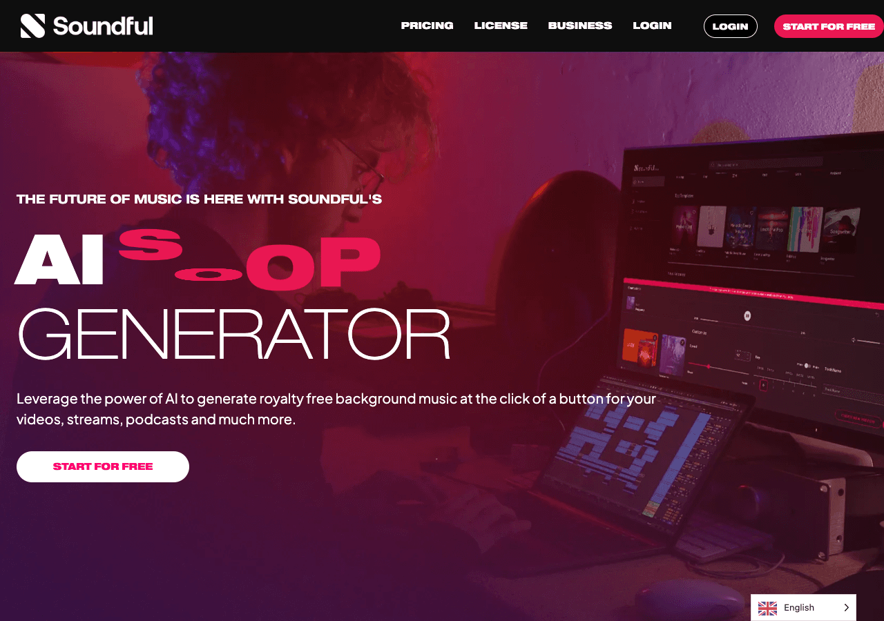 Soundful Audio Generation showing ai audio enhancement - Create unique royalty-free music in seconds with AI.
