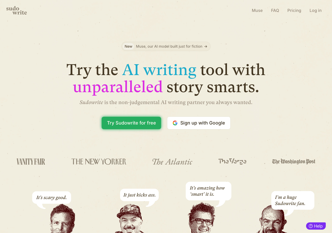 Sudowrite Writing & Translation showing Writing & Translation - Unleash Your Writing Potential
