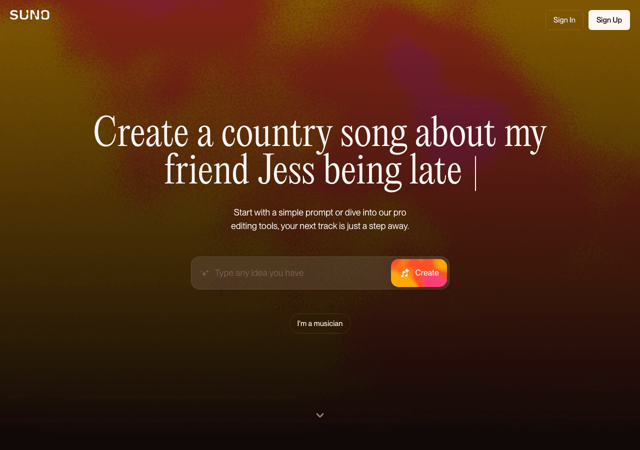 Suno AI Screenshot - AI tool for Educators
