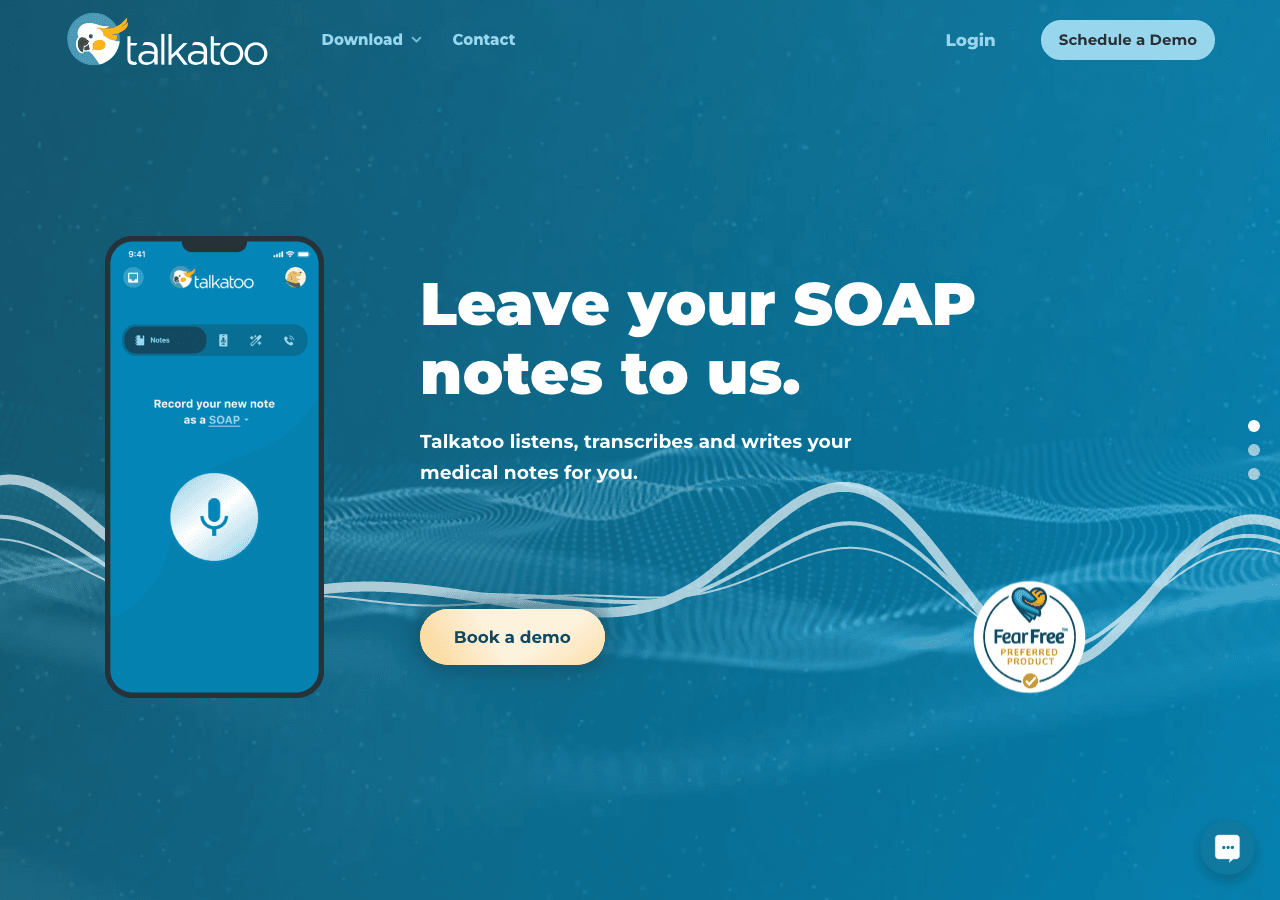 Talkatoo Conversational AI showing Conversational AI - Documentation doesn't have to be demanding