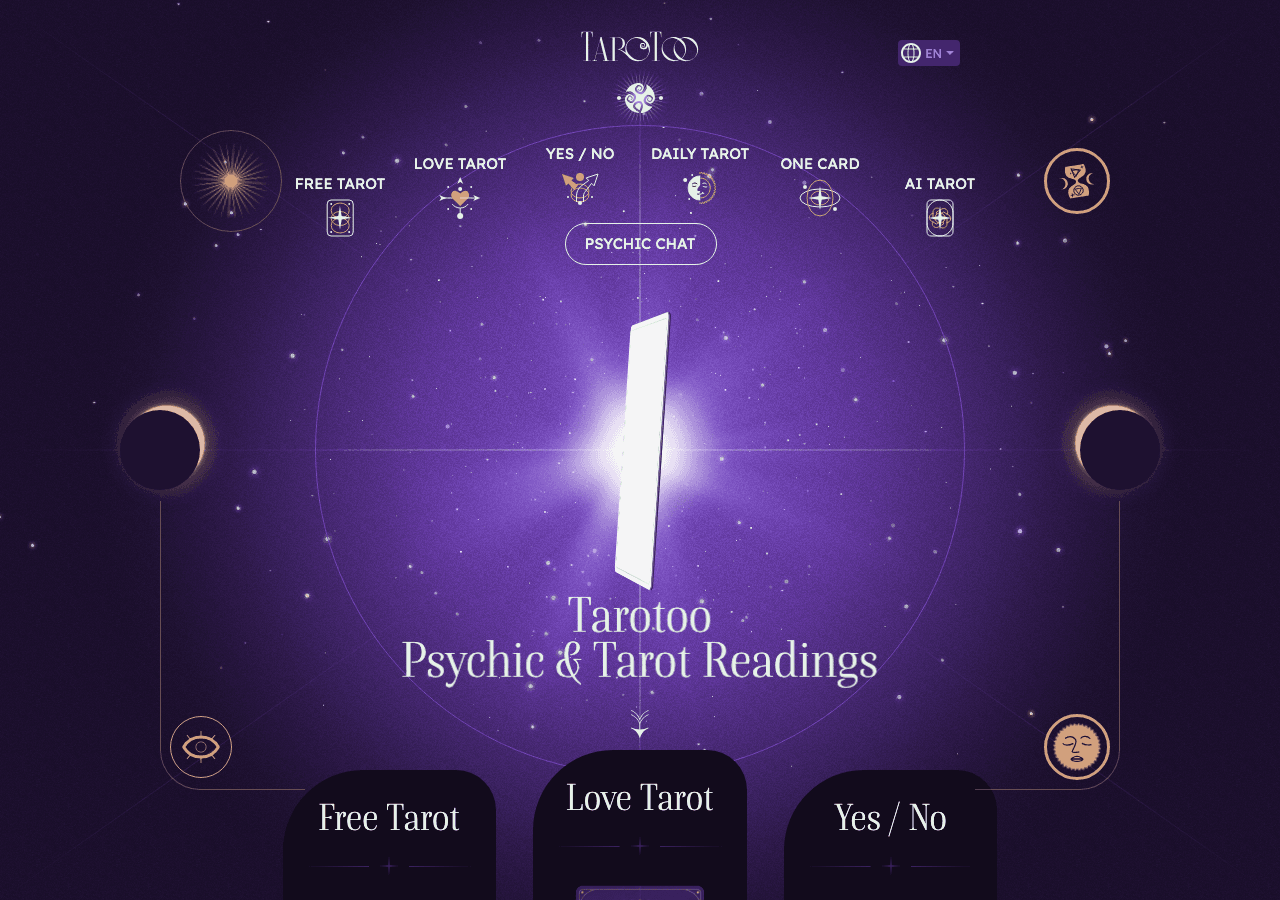Tarotoo Conversational AI showing Conversational AI - Free AI tarot and psychic readings