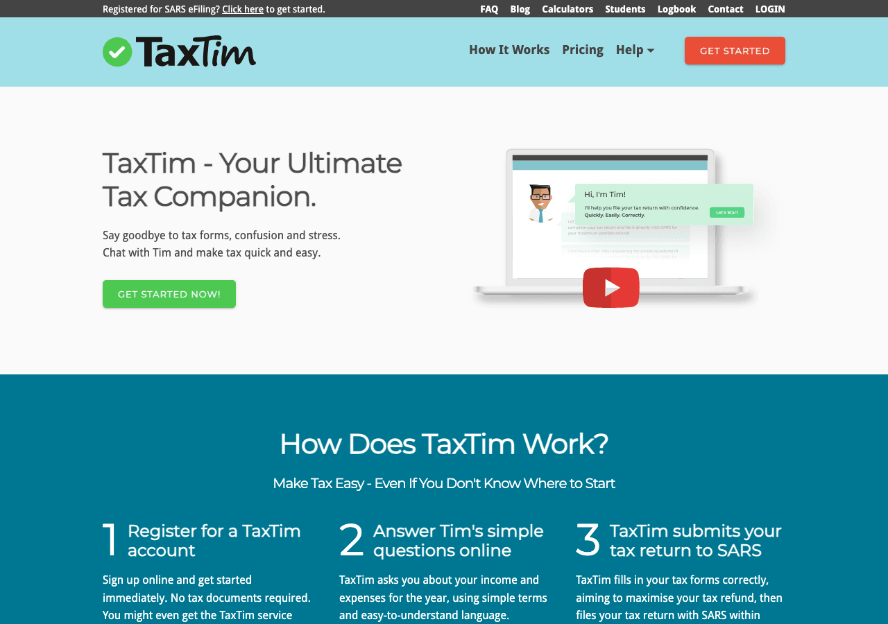 TaxTim Conversational AI showing Conversational AI - Your Online Tax Assistant