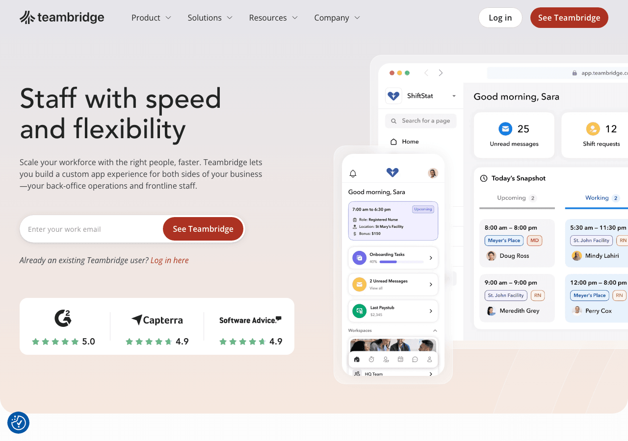 TeamBridge Productivity & Collaboration showing Productivity & Collaboration - The AI-native platform for managing your front