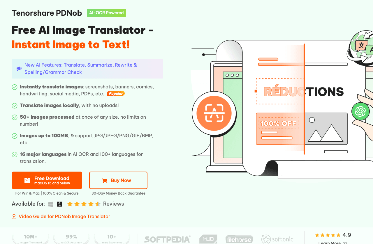 PDNob Image Translator Writing & Translation showing Writing & Translation - Extract and translate text from images instantly