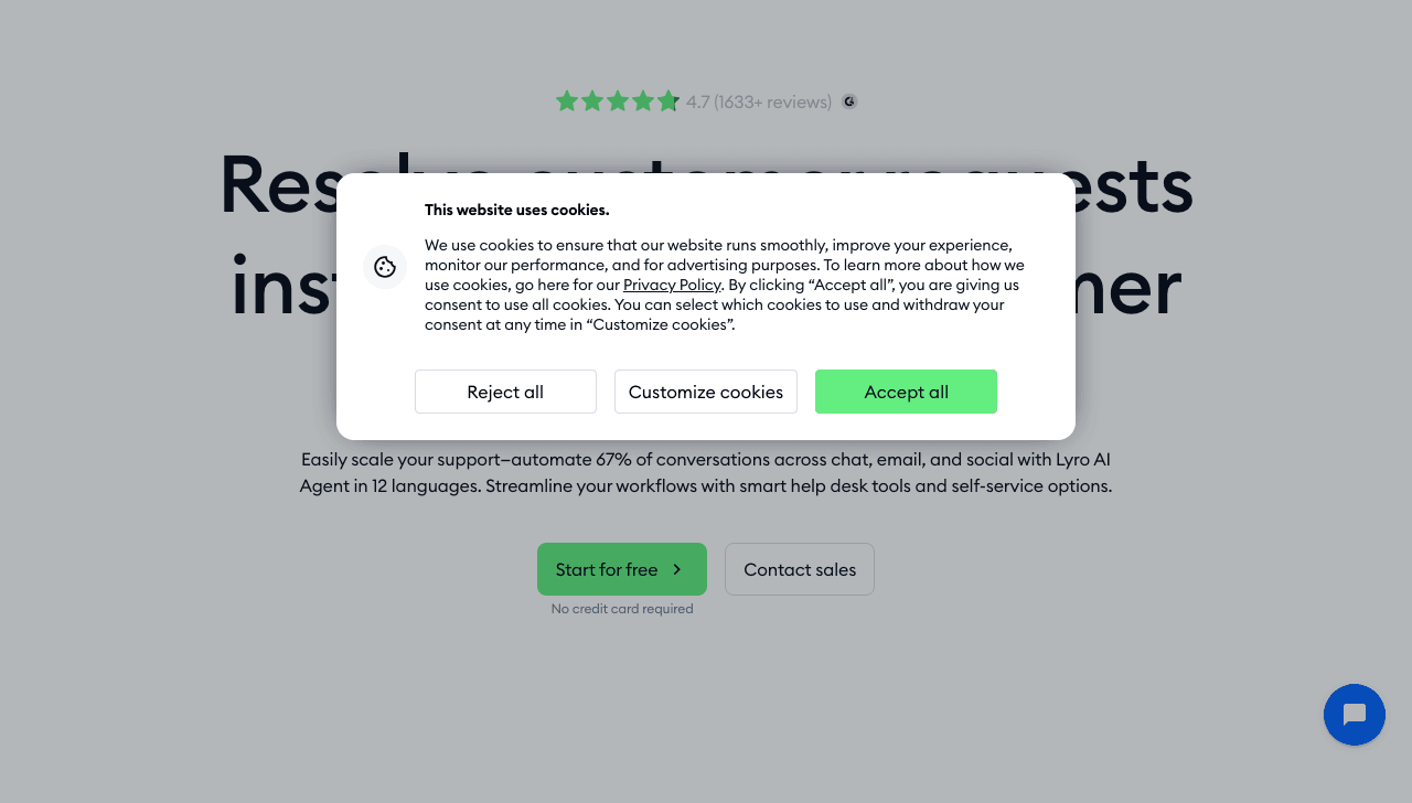 Tidio Conversational AI showing Conversational AI - Communicate faster. Get closer.
