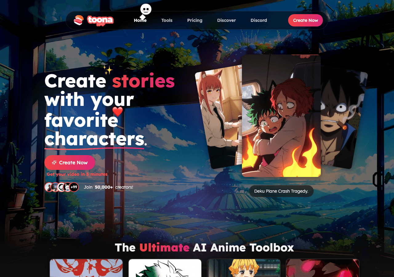 toona Video Generation showing Video Generation - Create cartoons in minutes!