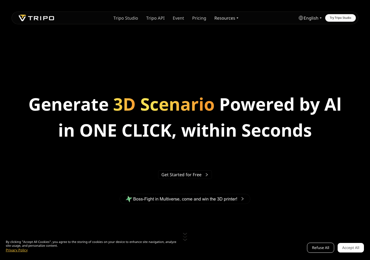 Tripo AI 3D Generation showing text-to-3d - From Text and Images to 3D in Seconds