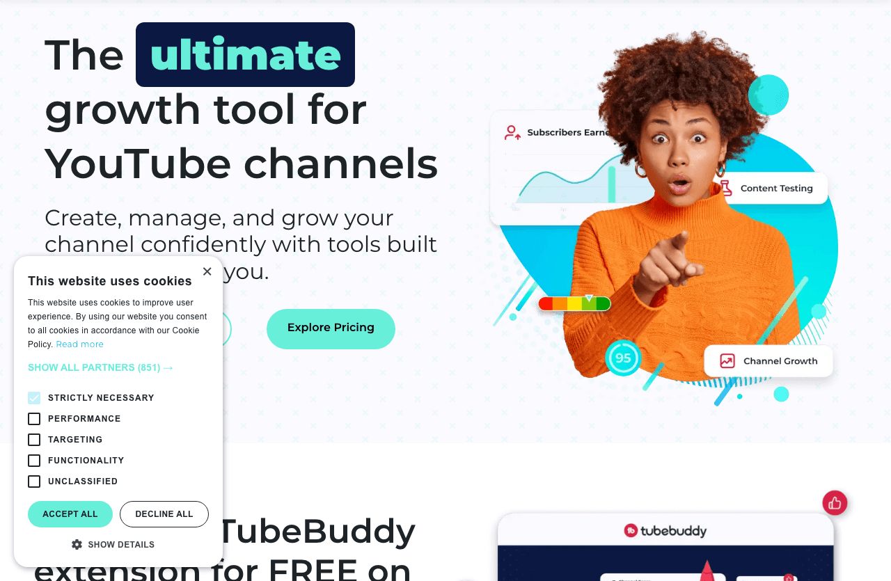 TubeBuddy Marketing Automation showing youtube - The Premier YouTube Channel Management Toolkit