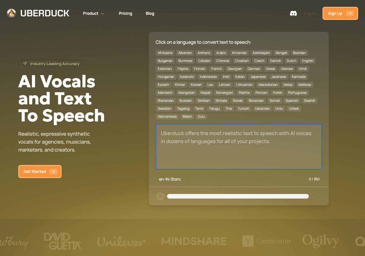 Uberduck Audio Generation showing Audio Generation - Enhancing your text with AI magic!