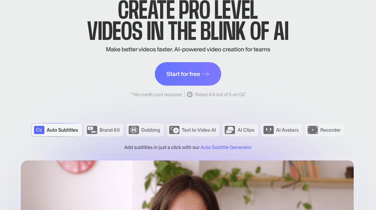 VEED Video Editing showing Video Editing - Create Professional Videos in Minutes with AI
