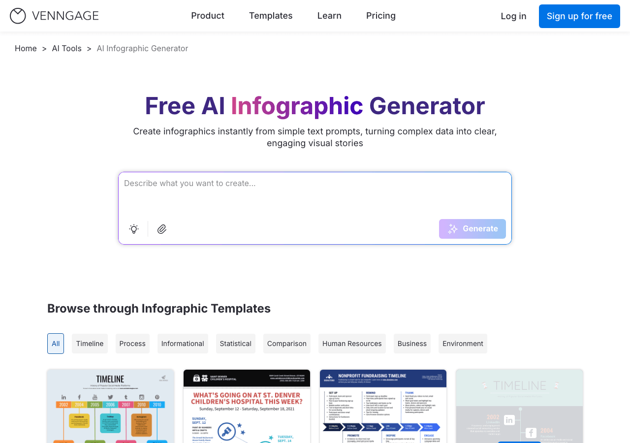 Venngage Design showing Design - Text to infographic in seconds