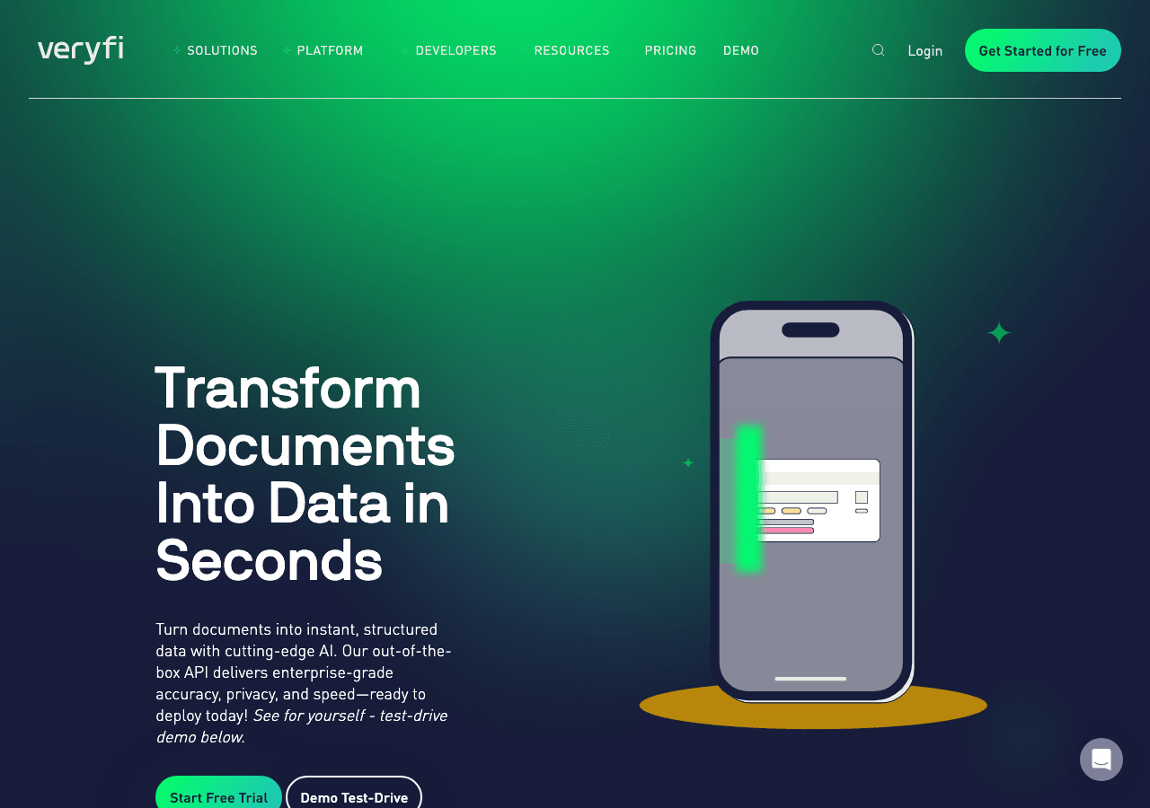 Veryfi Data Analytics showing Data Analytics - Automating the world's data entry