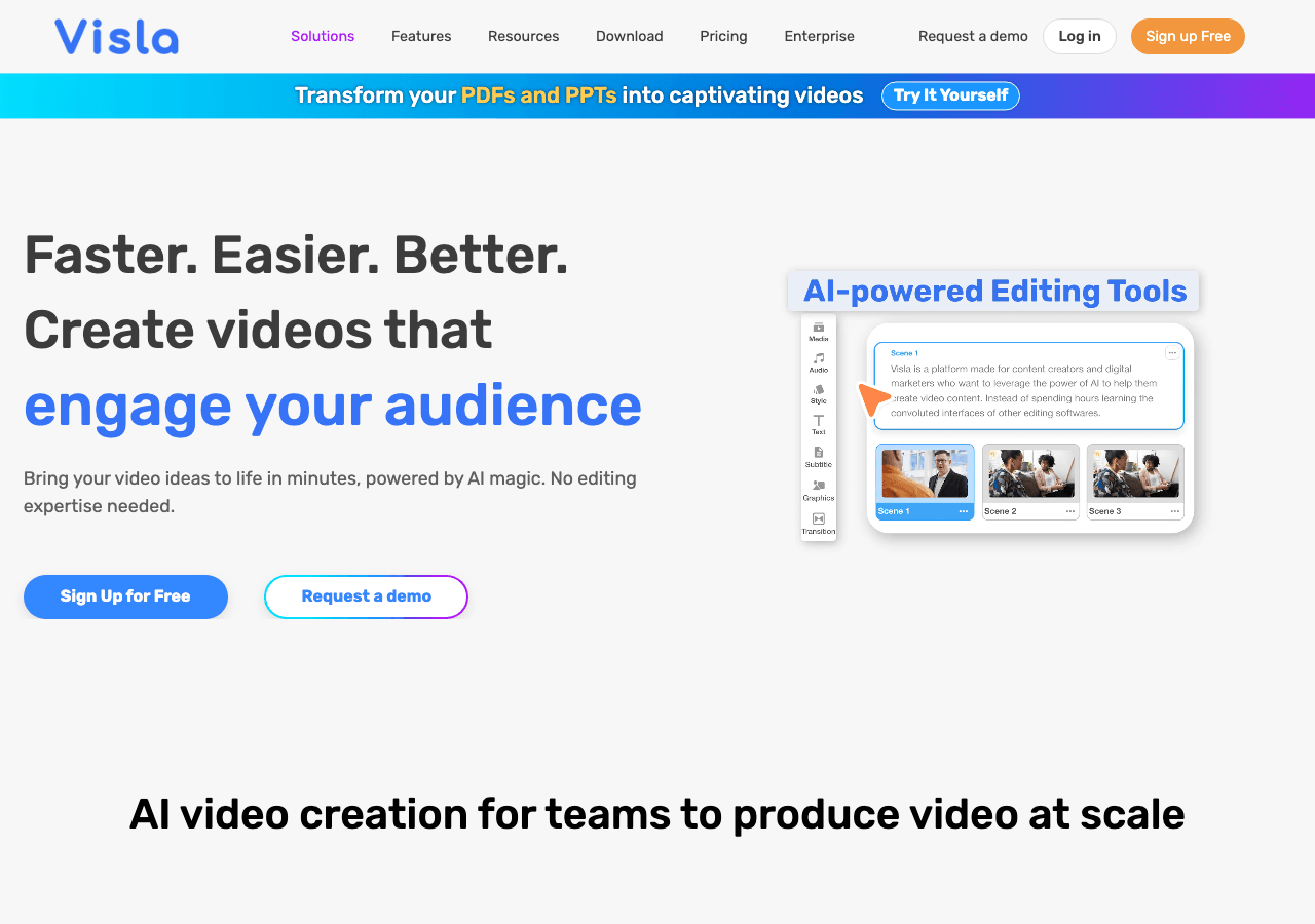 Visla Video Generation showing Video Generation - AI Video Workflow Platform for Business