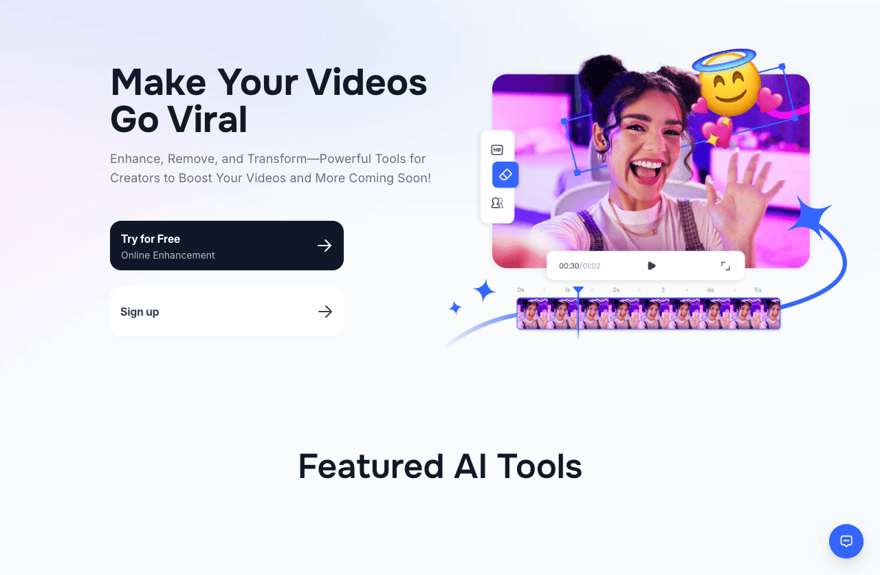 Vmake Video Generation showing Video Generation - The smarter, faster way to create viral AI videos