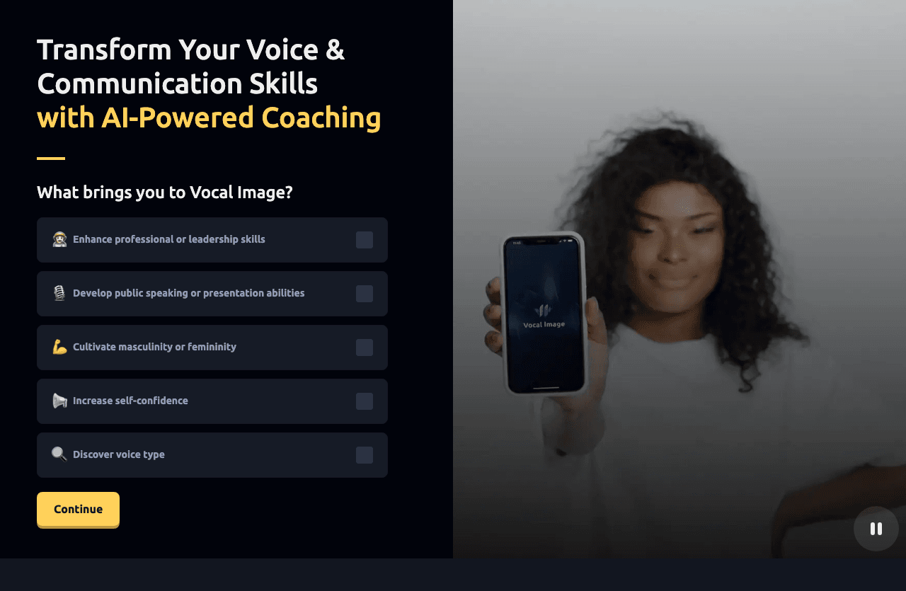 Vocal Image Audio Generation showing Audio Generation - AI-powered voice coaching for better communication