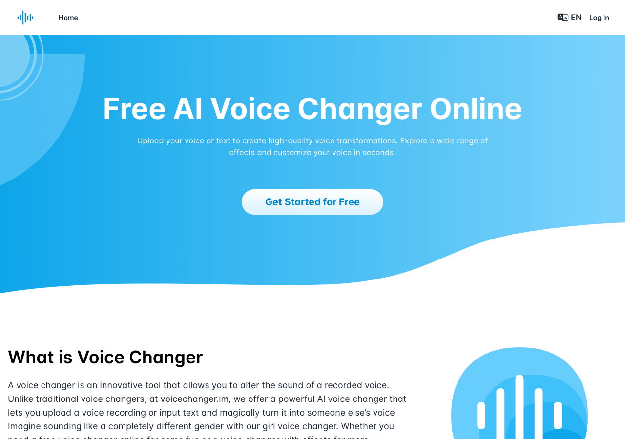 voicechanger.im Audio Editing showing Audio Editing - Transform Your Voice with Ease