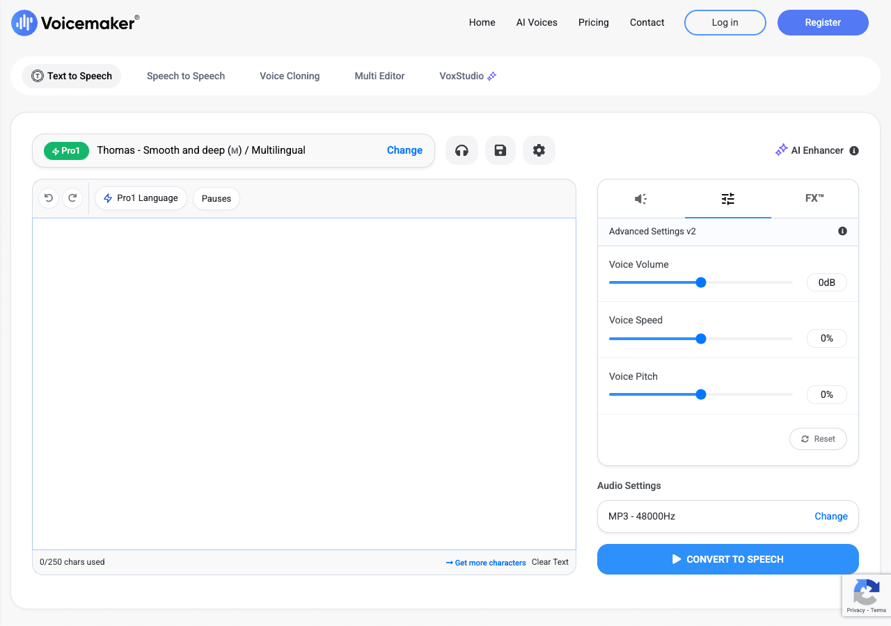 Voicemaker Audio Generation showing Audio Generation - Transforming text into lifelike voices