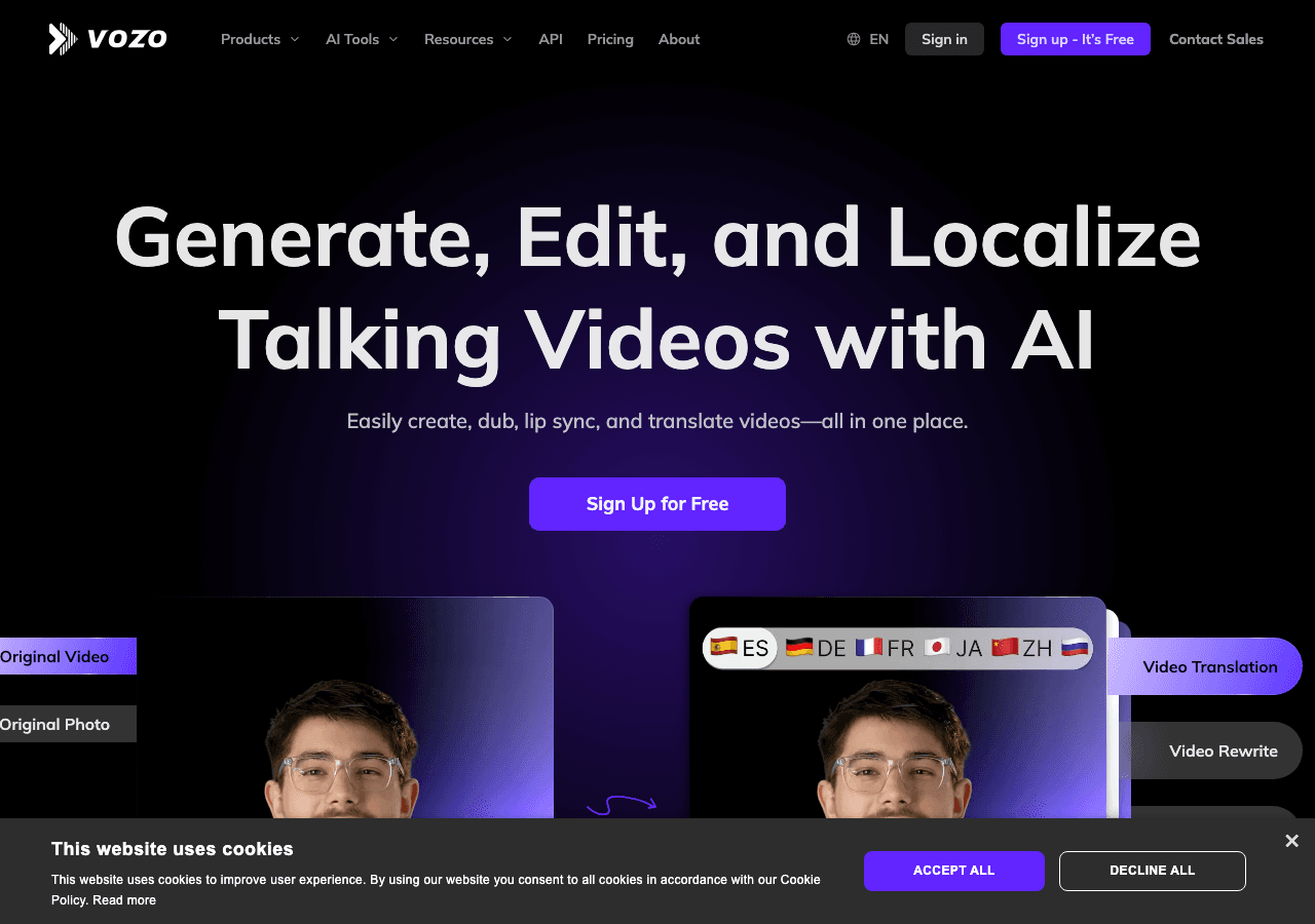 Vozo AI Video Generation showing taxonomy - Empowering AI-driven solutions