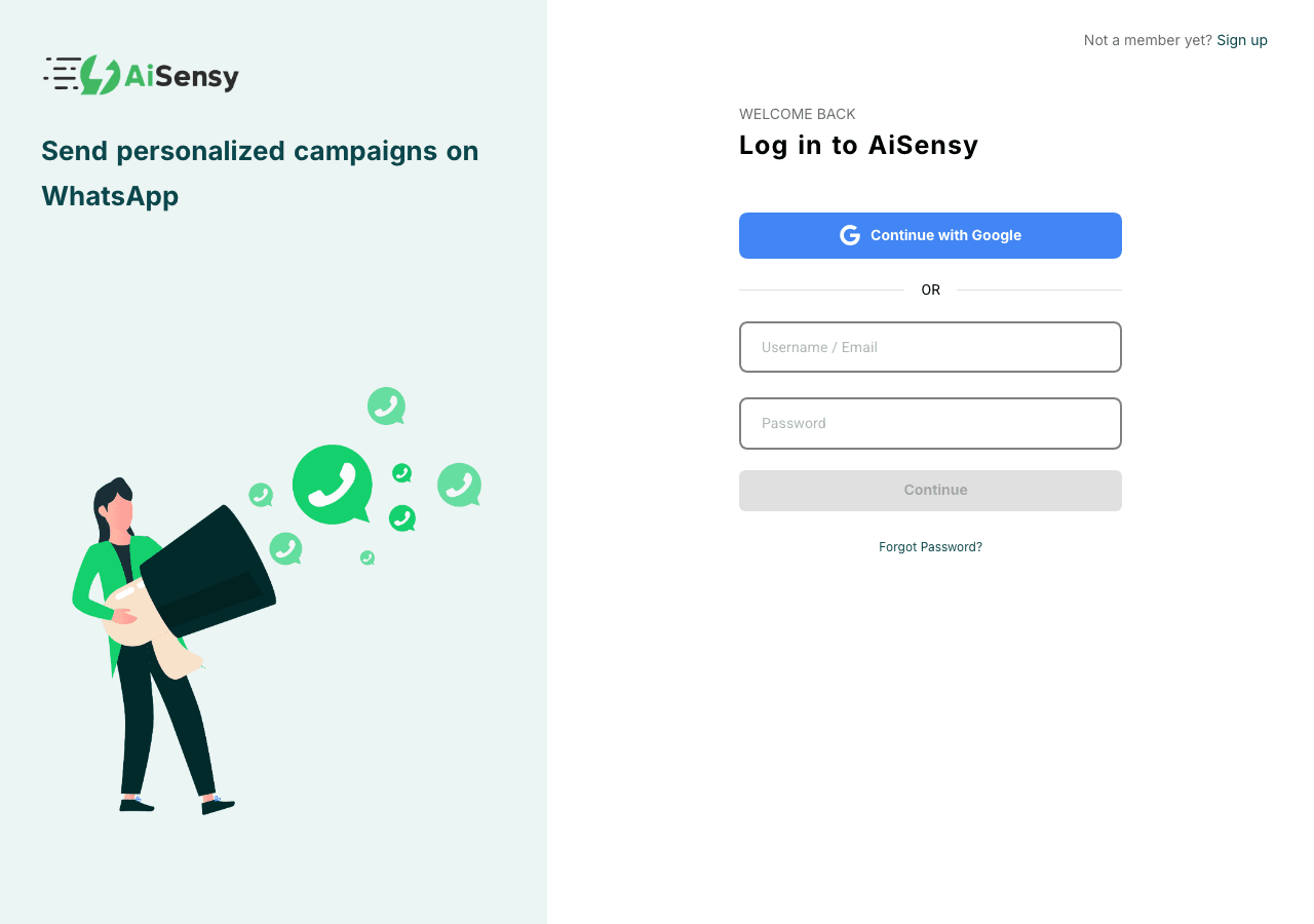 AiSensy Conversational AI showing Conversational AI - Empowering AI for Everyone