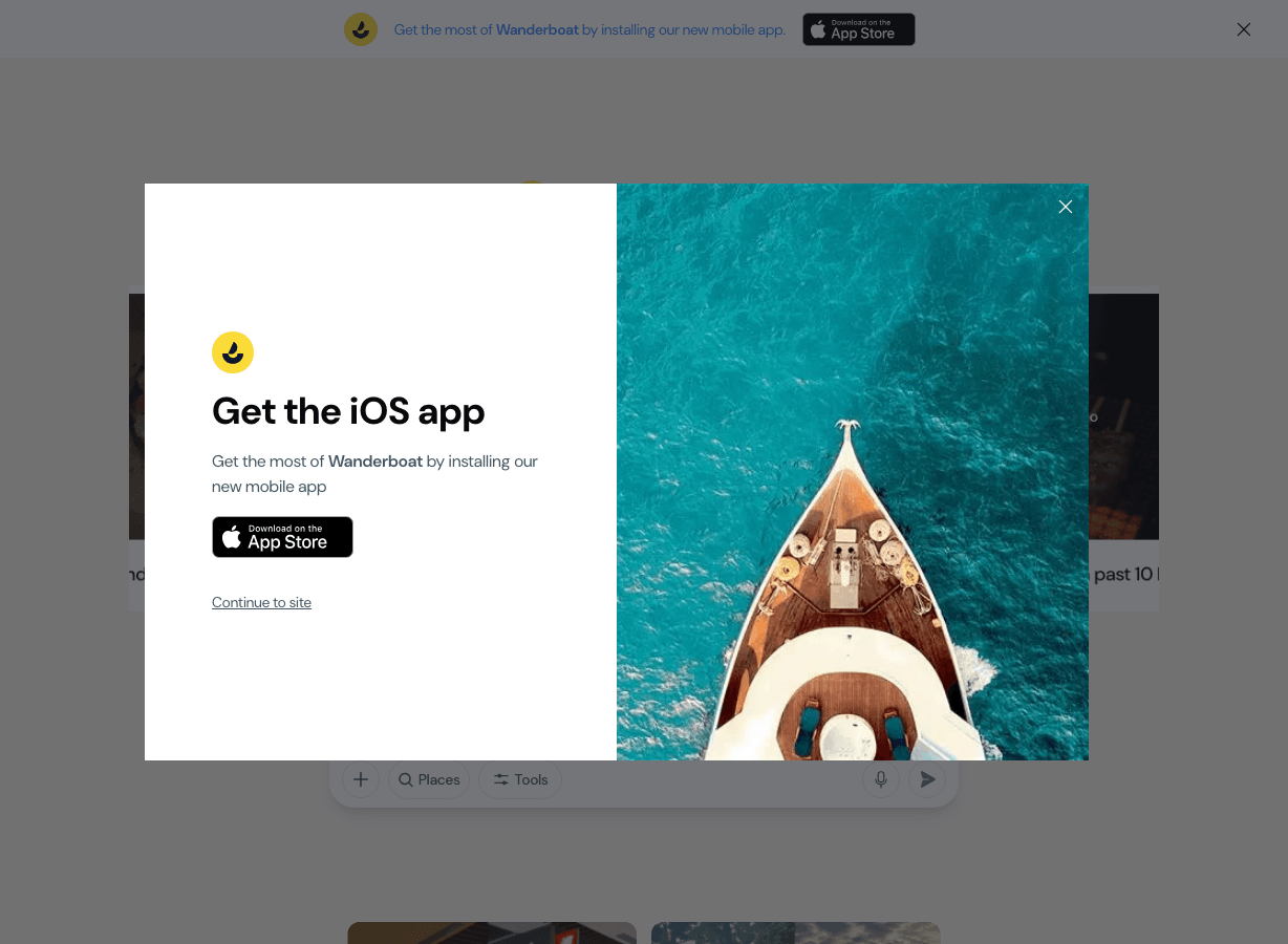 Wanderboat Conversational AI showing Conversational AI - Your AI map to discover local gems and plan your next adventure