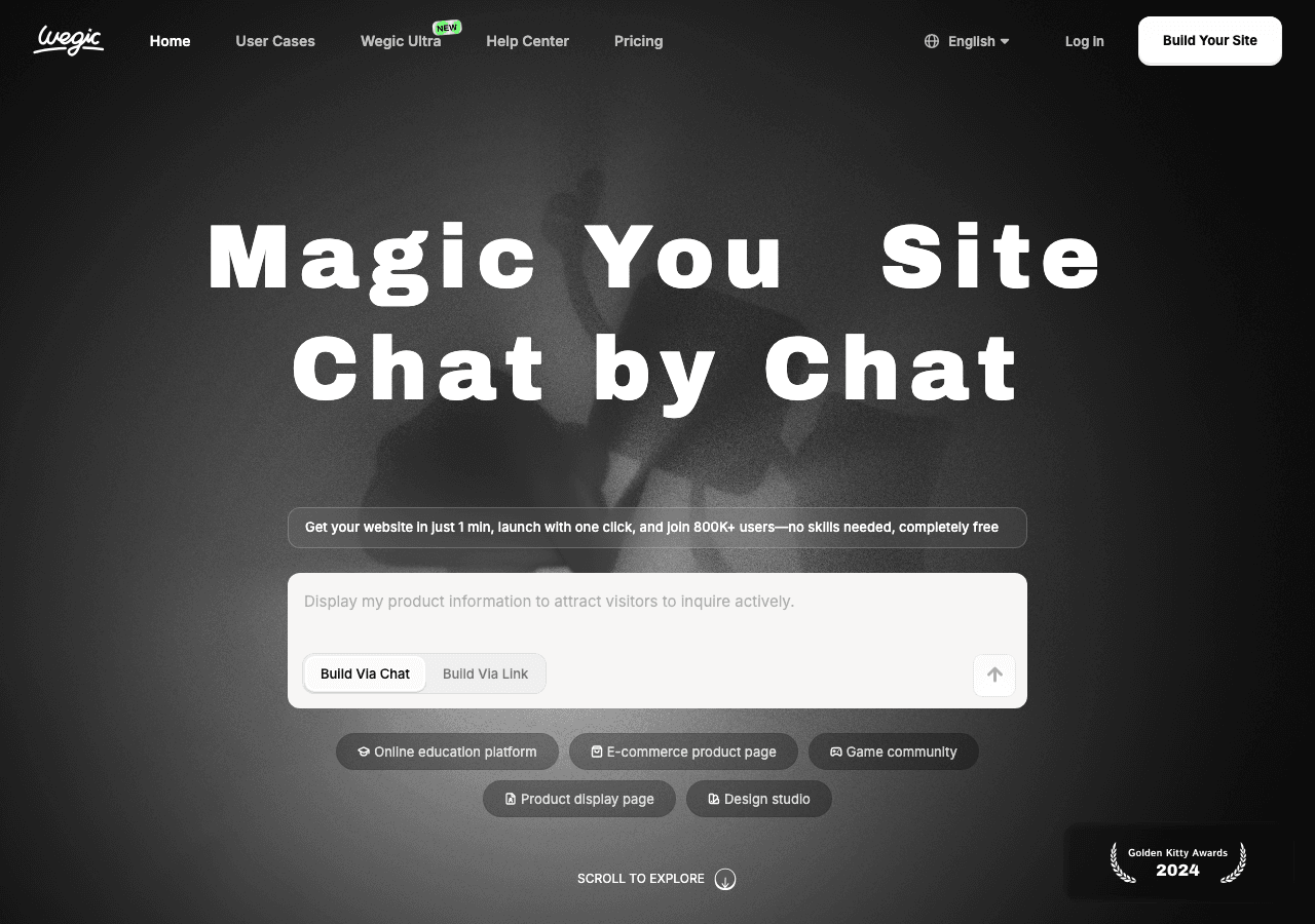 Wegic Conversational AI showing Conversational AI - Empowering content creators with AI