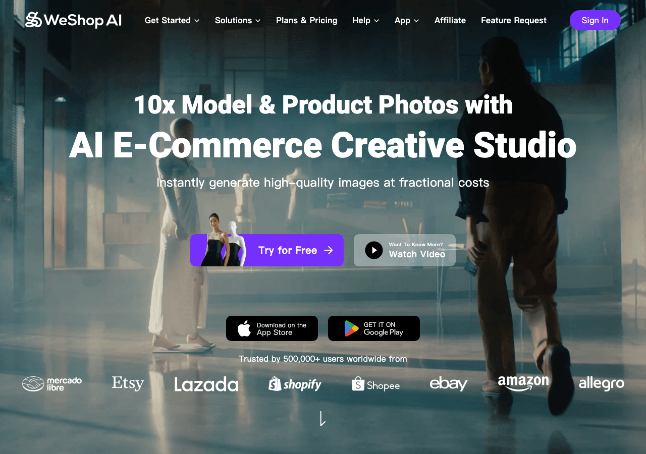 WeShop AI Image Generation showing Image Generation - Transform fashion & e-commerce with AI-generated visuals, virtual try-o