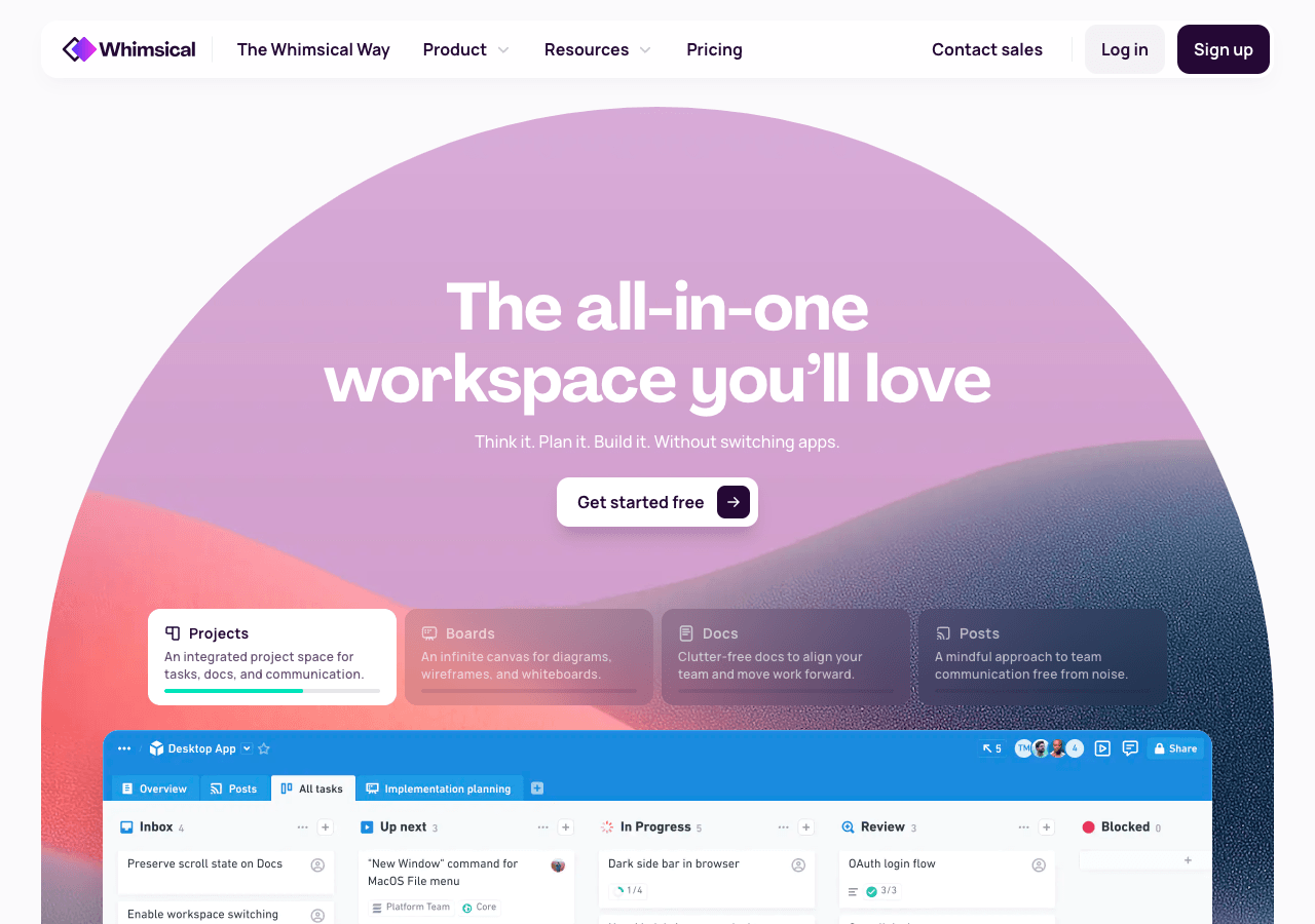 Whimsical Design showing Design - Your all-in-one visual workspace for calm, focused work