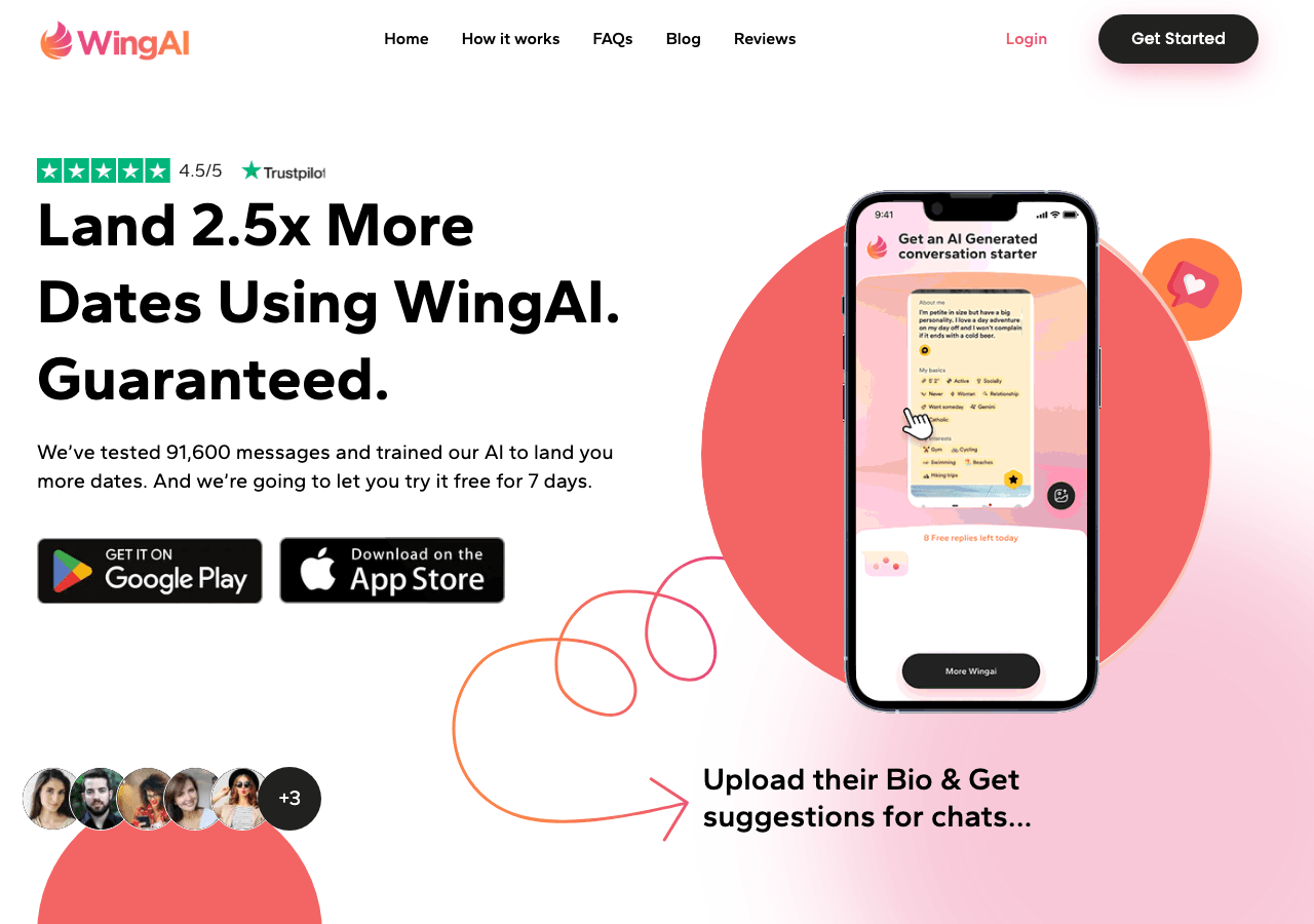 WingAI Conversational AI showing Conversational AI - Land 2.5x More Dates Using WingAI
